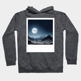 Glowing Moon Over Foggy Mountains Hoodie